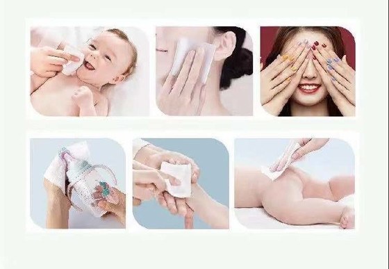 Rimozione OEM Wipe Free Oil Organic Make Up Rimozione di salviettine in tessuto di cotone asciutto per il viso con etichetta privata