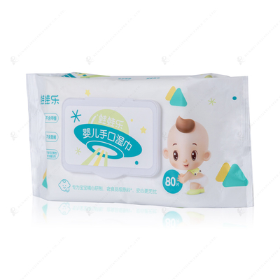 80pc per strofinate bagnate del bambino non tessuto su ordinazione del tessuto naturale della borsa biodegradabili ultra delicatamente